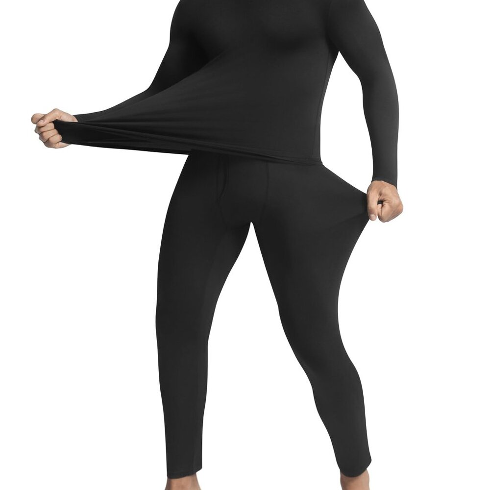 Men's Thermal Underwear Set Fleece Lined Base Layer Cold Weather Top Bottom